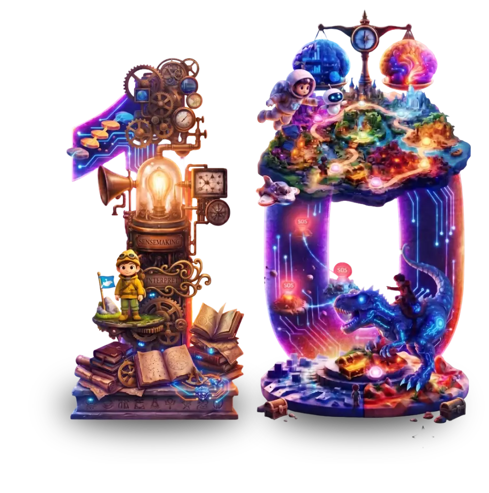 10周年を表す「10」を立体オブジェで描いたイラスト